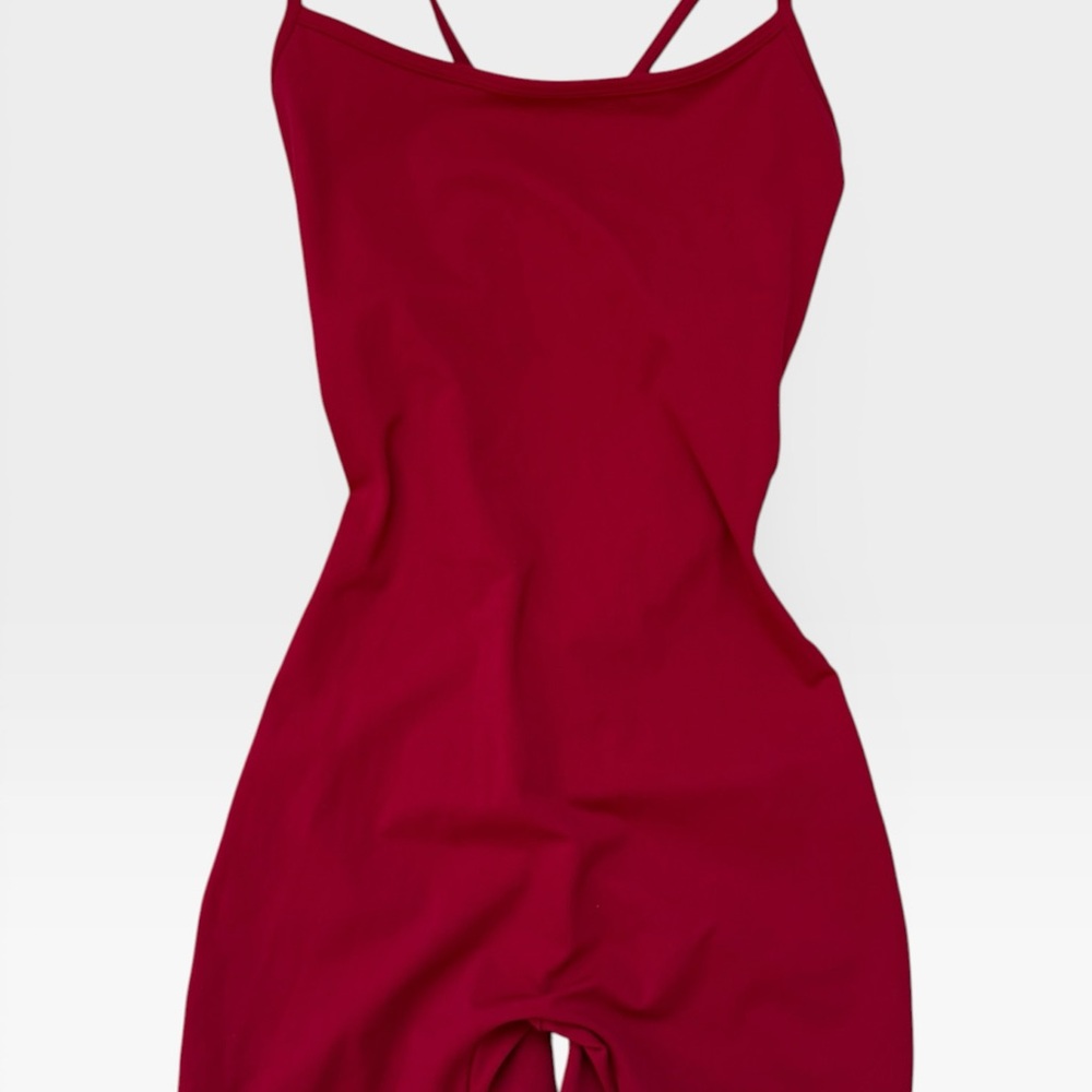 Women's Red Satin Slip Romper